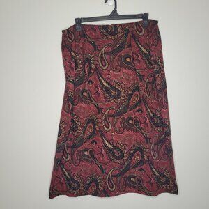 Vintage y2k Studio Works red paisley print grunge witchy dark boho skirt 22w